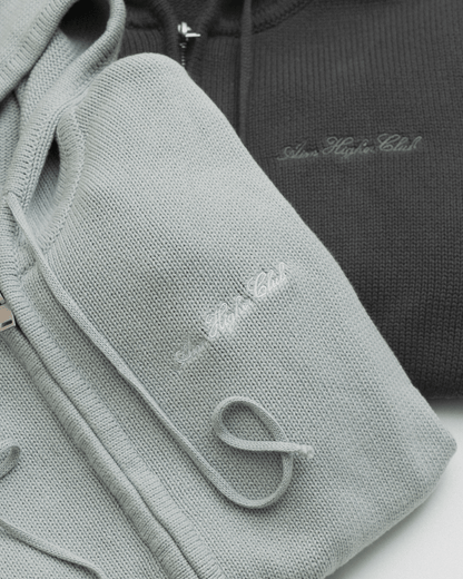 Aim Higher Club Full - Zip Hooded Cardigan/ Dark Grey - GROGROCERY