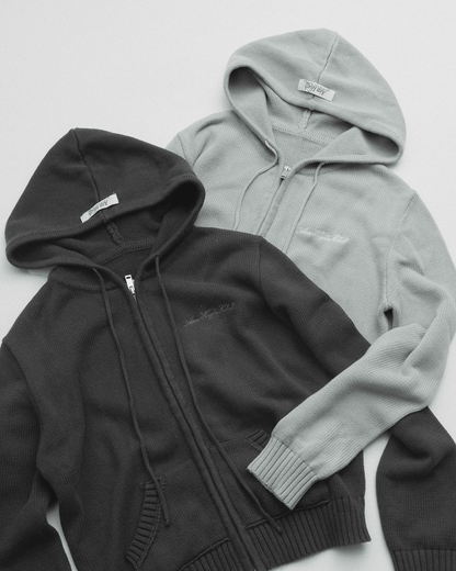 Aim Higher Club Full - Zip Hooded Cardigan/ Dark Grey - GROGROCERY