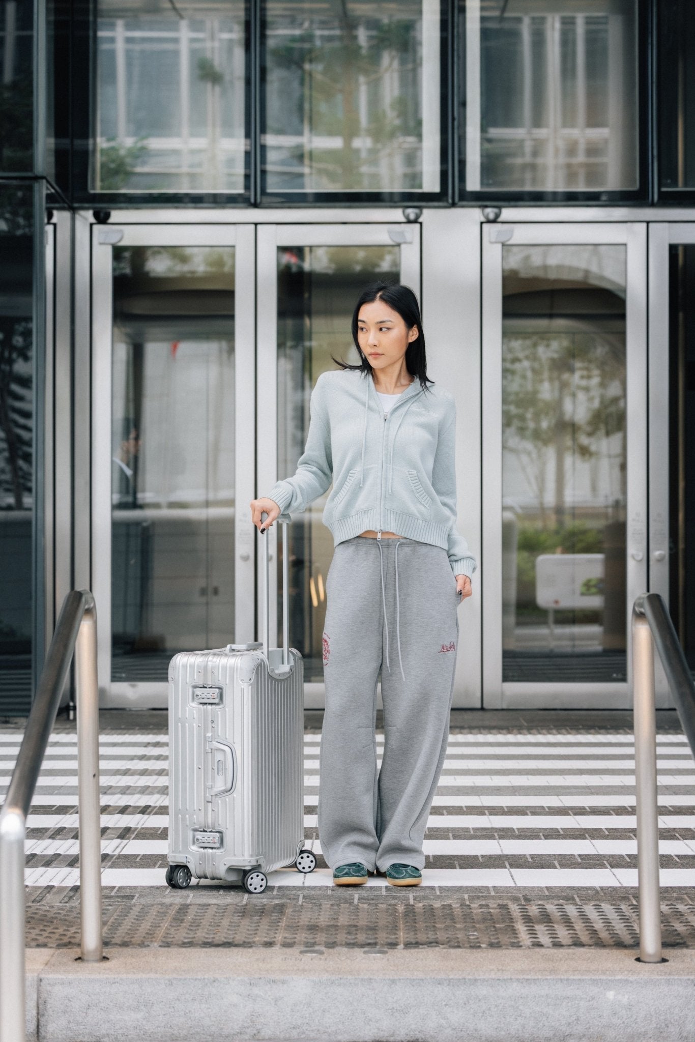 Aim Higher Club Full - Zip Hooded Cardigan/ Mint Grey - GROGROCERY