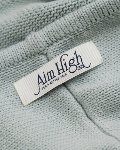 Aim Higher Club Full - Zip Hooded Cardigan/ Mint Grey - GROGROCERY