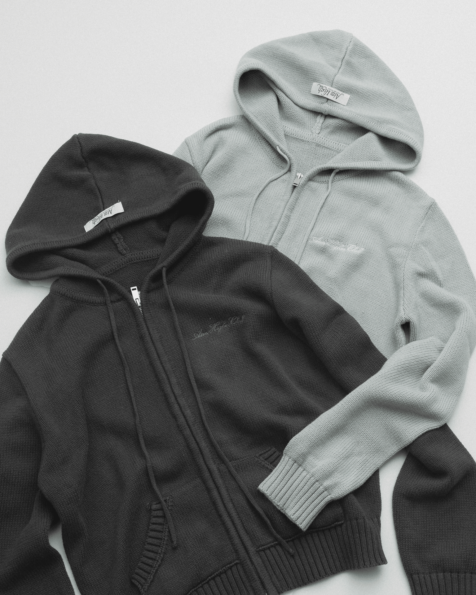 Aim Higher Club Full - Zip Hooded Cardigan/ Mint Grey - GROGROCERY