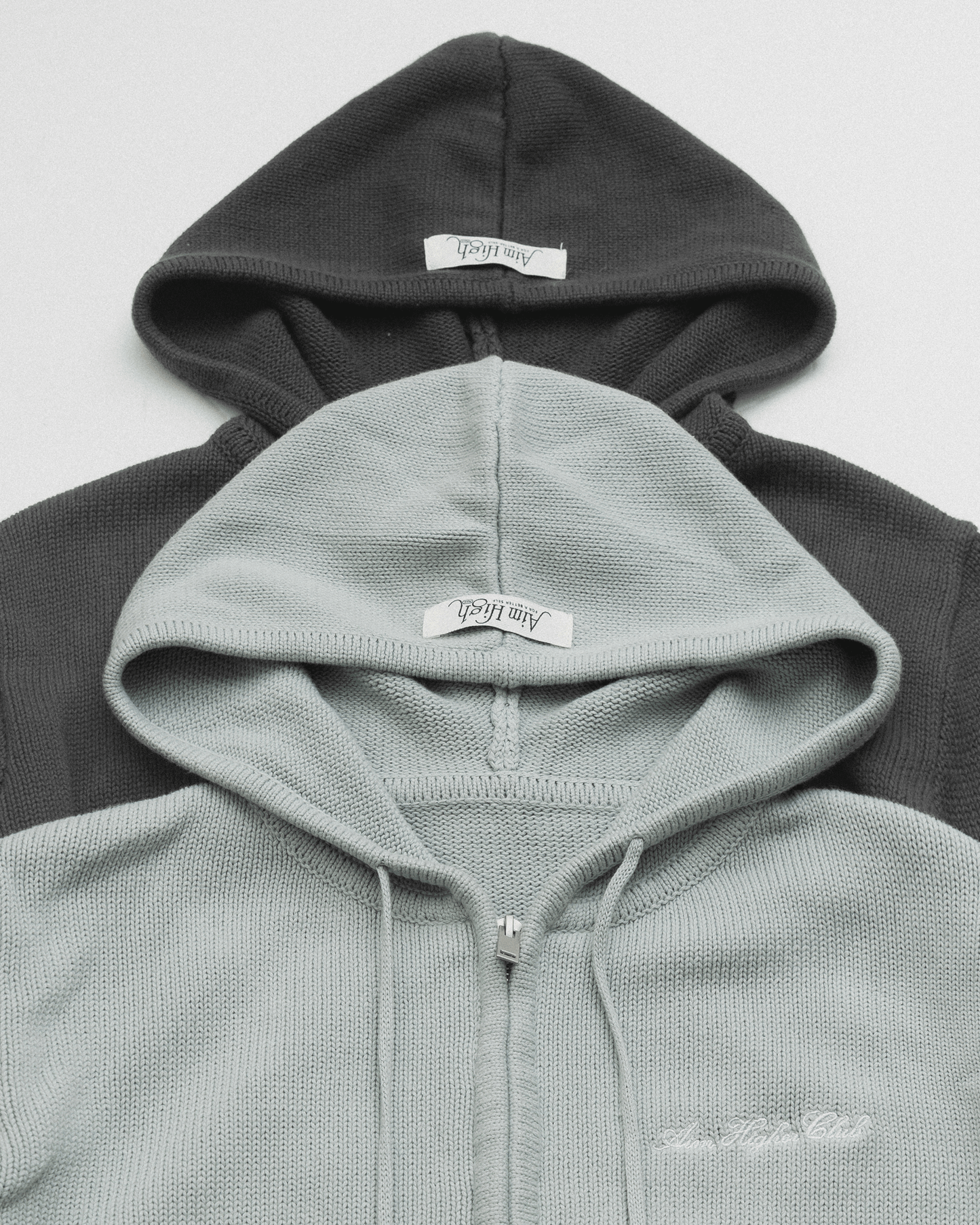 Aim Higher Club Full - Zip Hooded Cardigan/ Mint Grey - GROGROCERY
