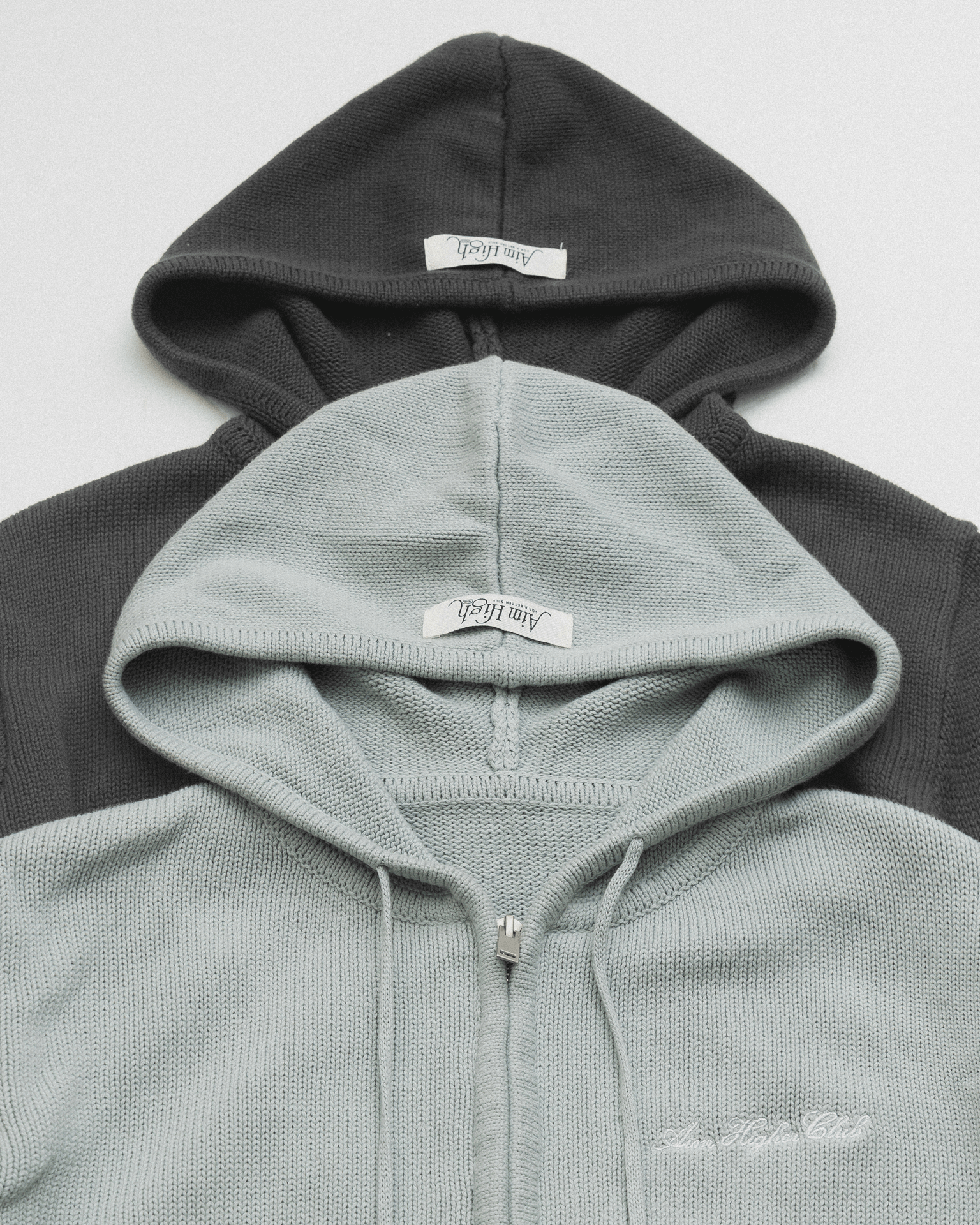 Aim Higher Club Full - Zip Hooded Cardigan/ Mint Grey - GROGROCERY