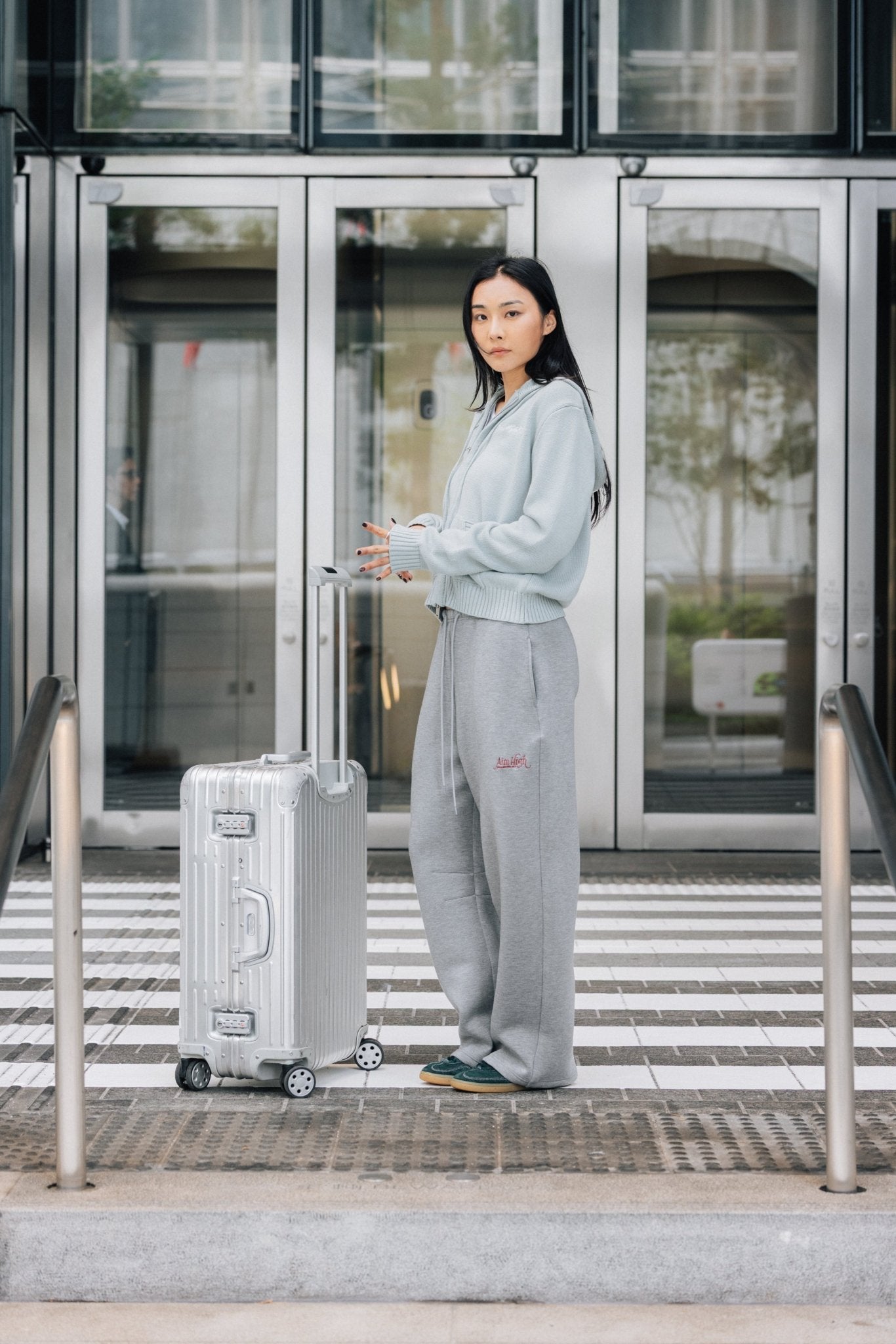 Aim Higher Club Full - Zip Hooded Cardigan/ Mint Grey - GROGROCERY