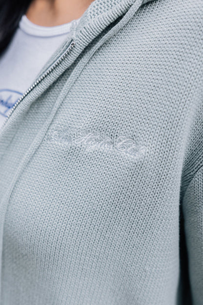 Aim Higher Club Full - Zip Hooded Cardigan/ Mint Grey - GROGROCERY