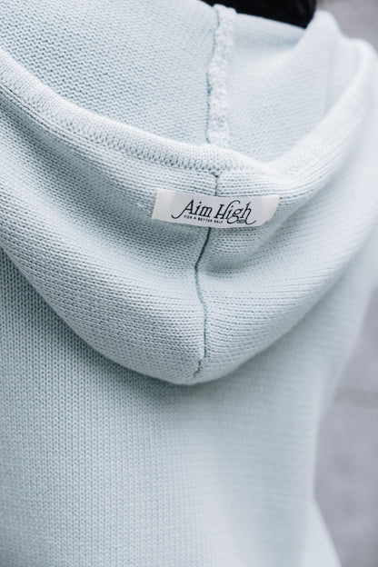 Aim Higher Club Full - Zip Hooded Cardigan/ Mint Grey - GROGROCERY