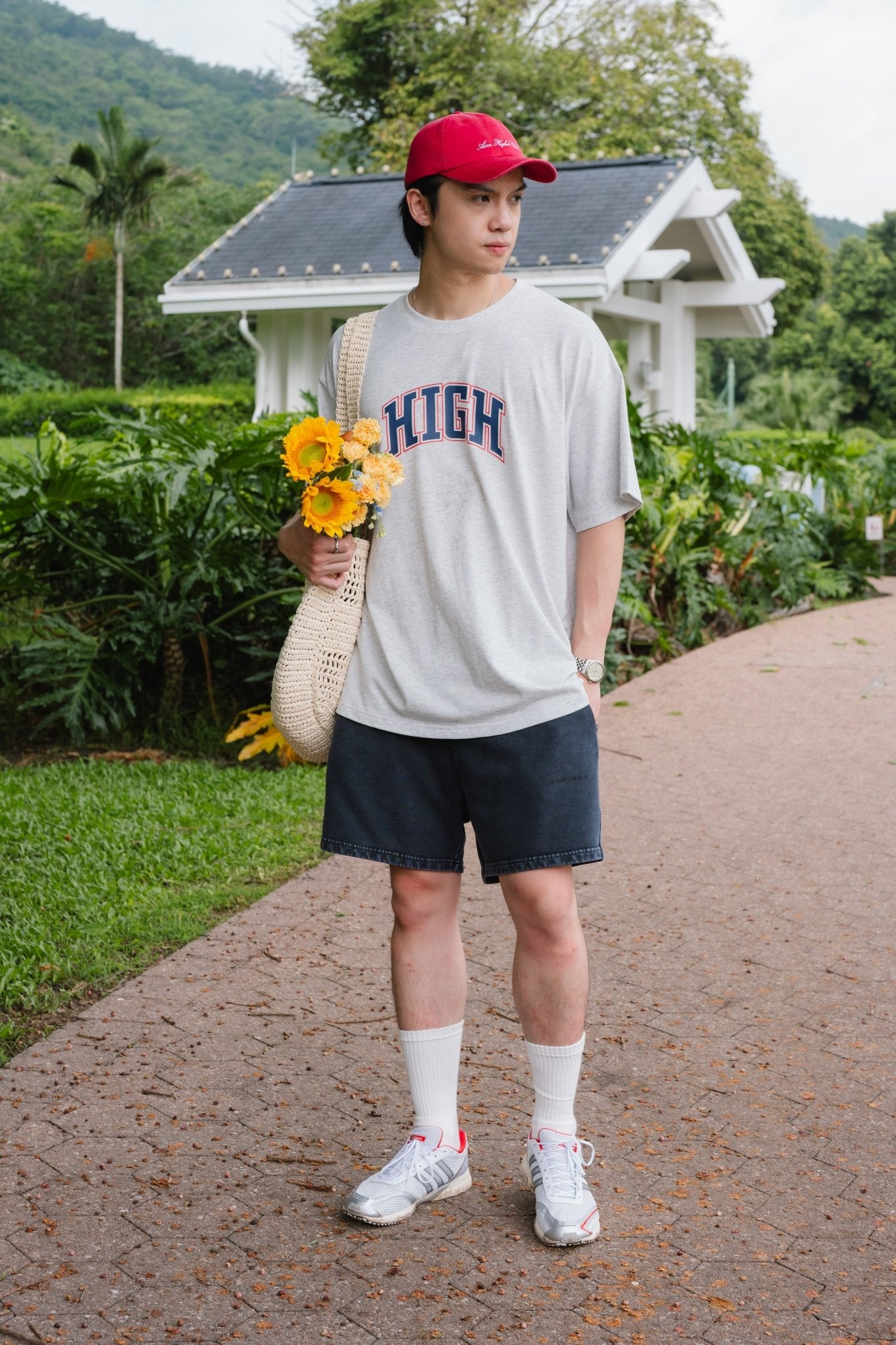 Aim Higher Club High College Unisex Logo Tee/ Flecking Grey - GROGROCERY