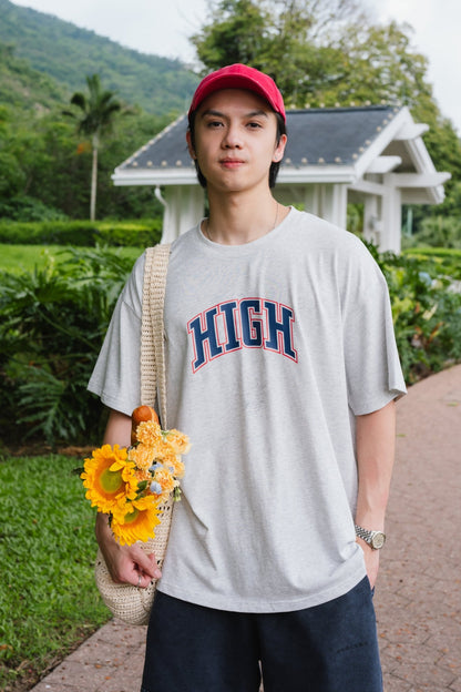 Aim Higher Club High College Unisex Logo Tee/ Flecking Grey - GROGROCERY