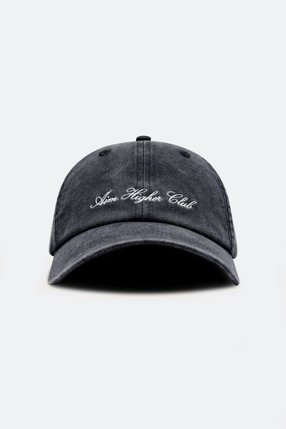 Aim Higher Club Light Washed Classic Script Cap/ Charcoal - GROGROCERY
