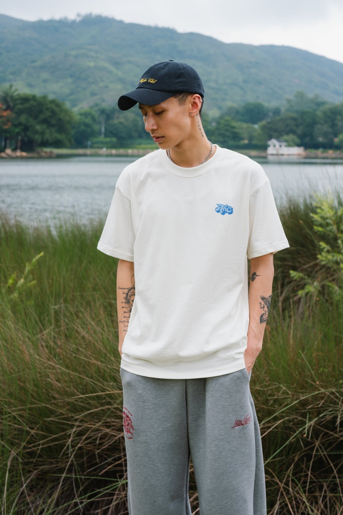 Aim Higher Club Light Washed Classic Script Cap/ Navy - GROGROCERY