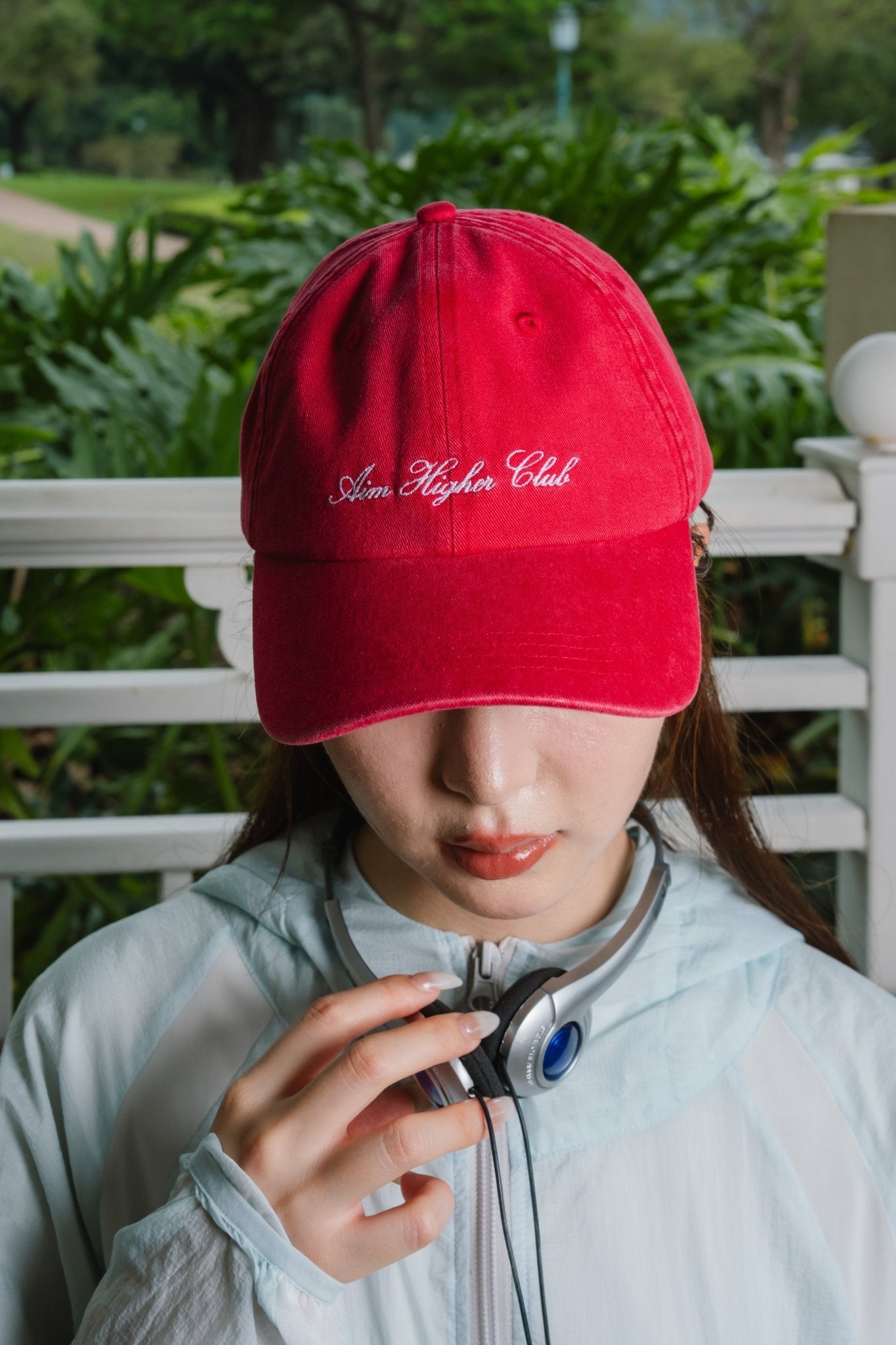 Aim Higher Club Light Washed Classic Script Cap/ Red - GROGROCERY