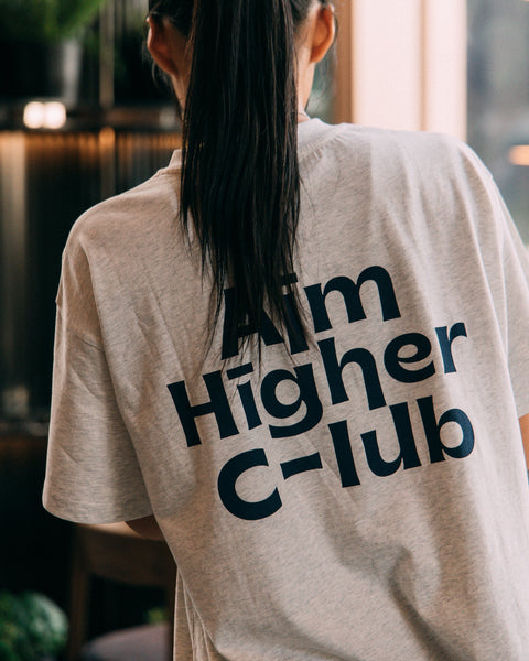 Aim Higher Club Logo Tee/ Light Flecking Grey - GROGROCERY