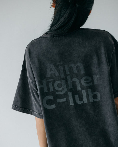 Aim Higher Club Logo Tee/ Washed Charcoal Navy - GROGROCERY