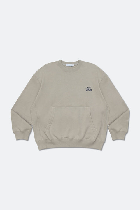 Aim Higher Club Retro Oval Logo Crewneck Sweatshirt/ Sand Grey - GROGROCERY