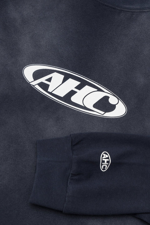 Aim Higher Club Retro Oval Logo Long Tee/ Dirty Washed Navy - GROGROCERY