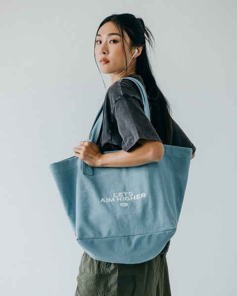 Aim Higher Club Tote Bag/ Water Blue - GROGROCERY