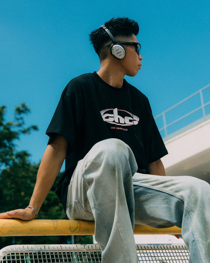 Aim Higher Club Track Retro Logo Tee/ Black - GROGROCERY