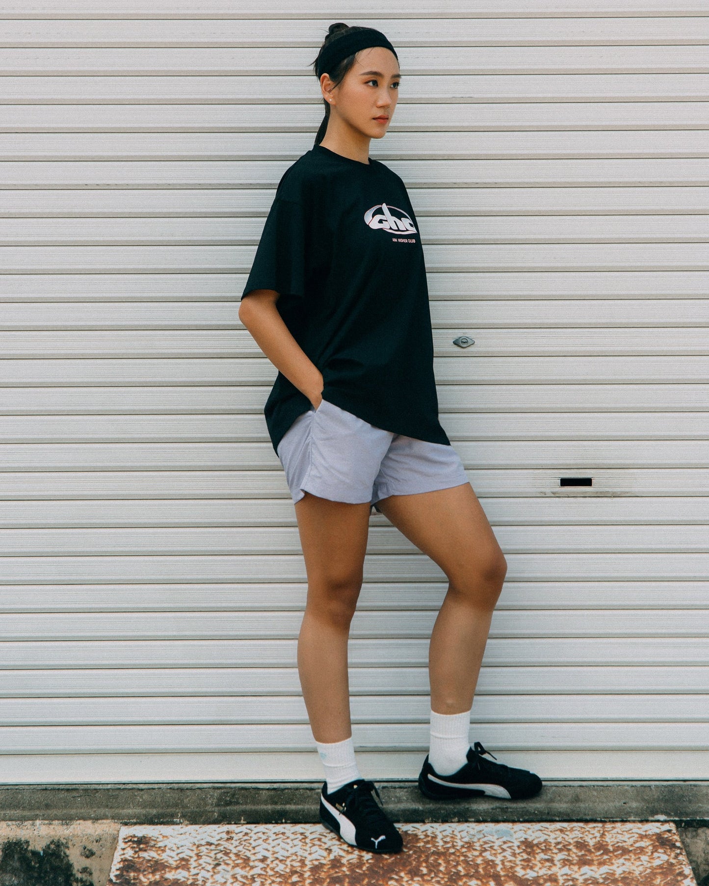 Aim Higher Club Track Retro Logo Tee/ Black - GROGROCERY