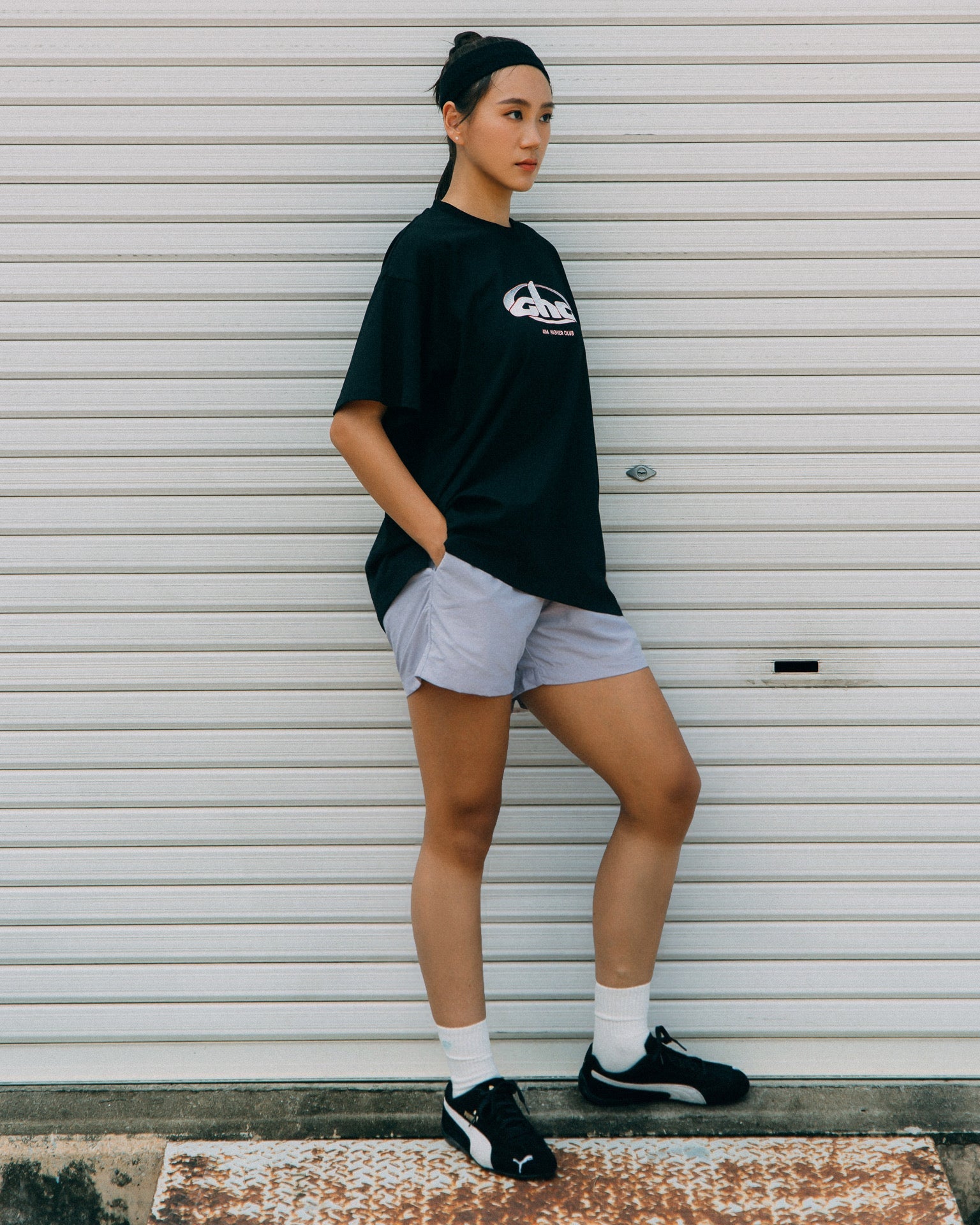 Aim Higher Club Track Retro Logo Tee/ Black - GROGROCERY