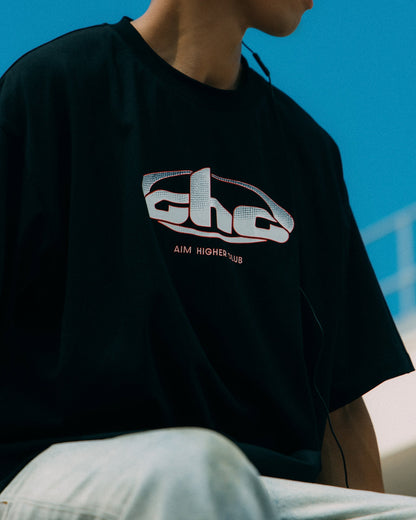 Aim Higher Club Track Retro Logo Tee/ Black - GROGROCERY