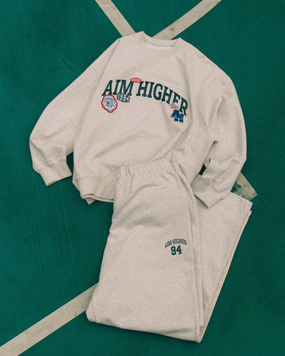 Aim Higher Club Unisex College Badge Sweatpants / Oat - GROGROCERY