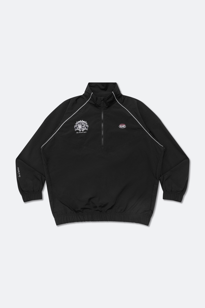 Aim Higher Club Unisex College Emblem Reflective Half Zip Windbreaker/ Black - GROGROCERY