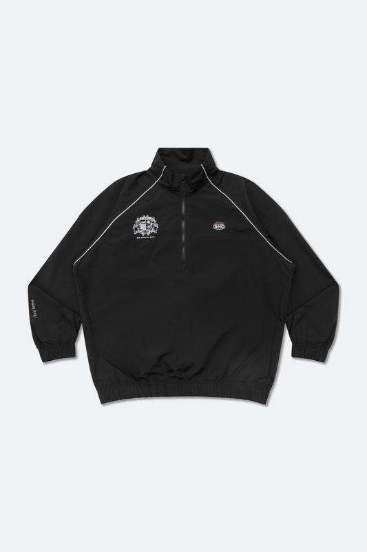 Aim Higher Club Unisex College Emblem Reflective Half Zip Windbreaker/ Black - GROGROCERY