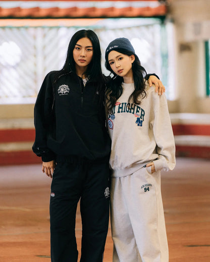 Aim Higher Club Unisex College Emblem Reflective Half Zip Windbreaker/ Black - GROGROCERY