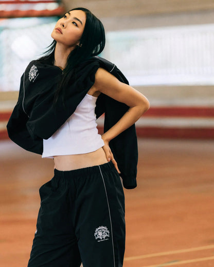 Aim Higher Club Unisex College Emblem Reflective Half Zip Windbreaker/ Black - GROGROCERY