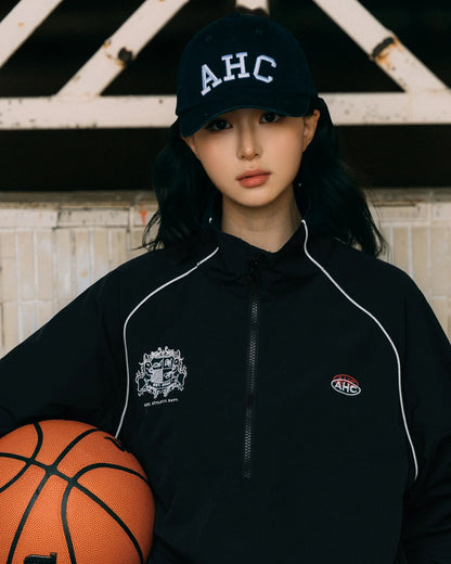 Aim Higher Club Unisex College Emblem Reflective Half Zip Windbreaker/ Black - GROGROCERY