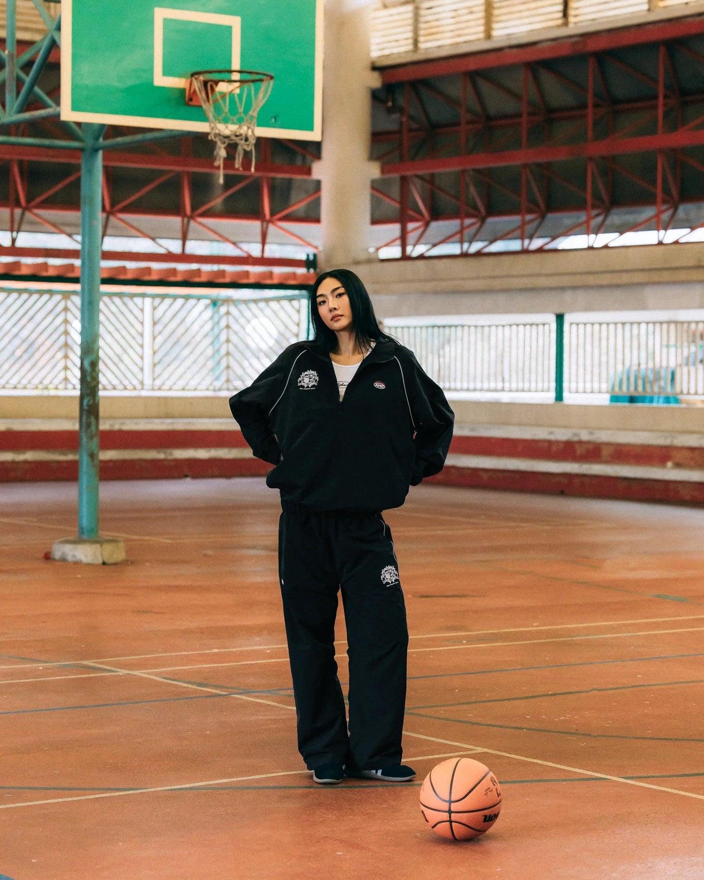 Aim Higher Club Unisex College Emblem Reflective Track Pants/ Black - GROGROCERY