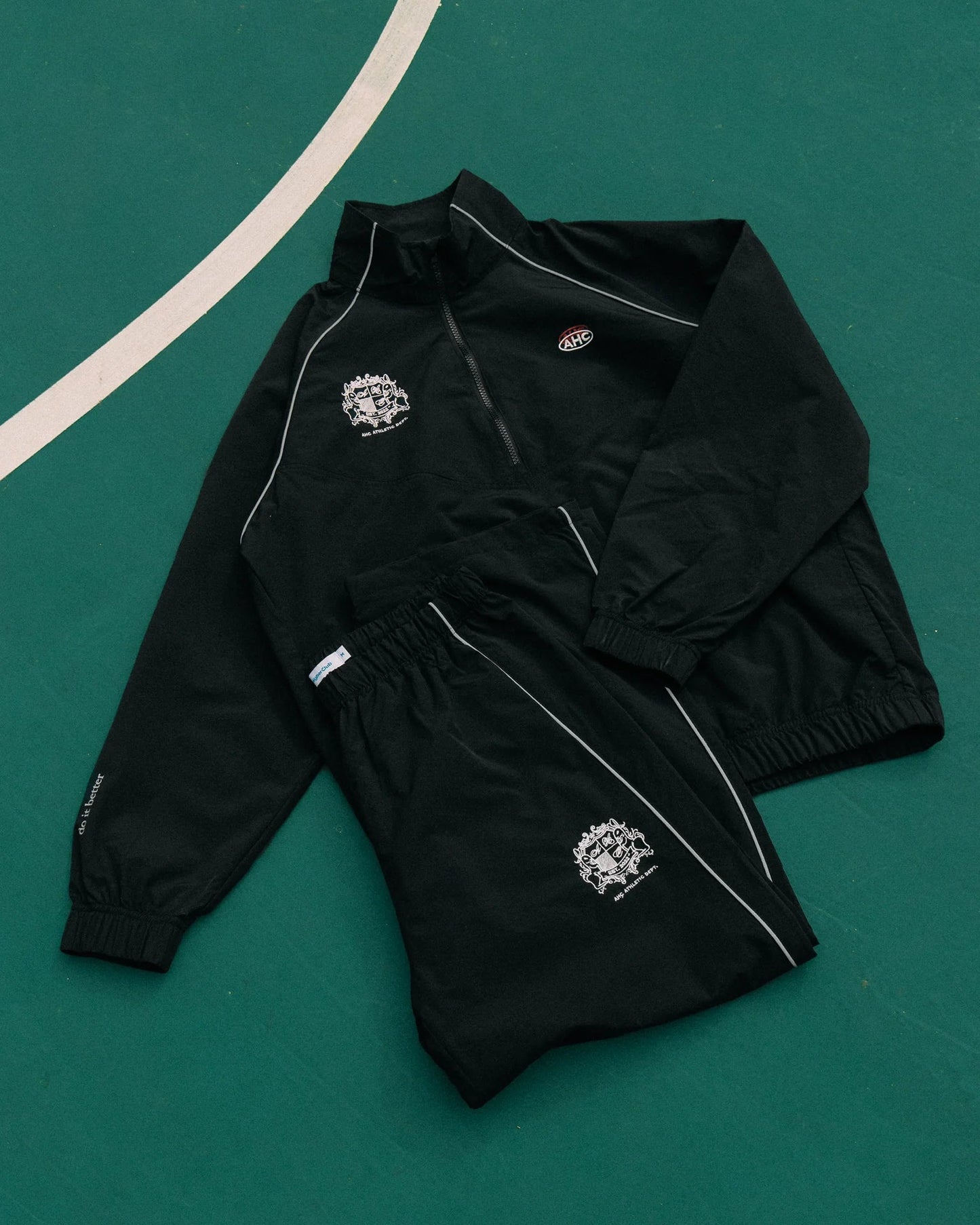 Aim Higher Club Unisex College Emblem Reflective Track Pants/ Black - GROGROCERY