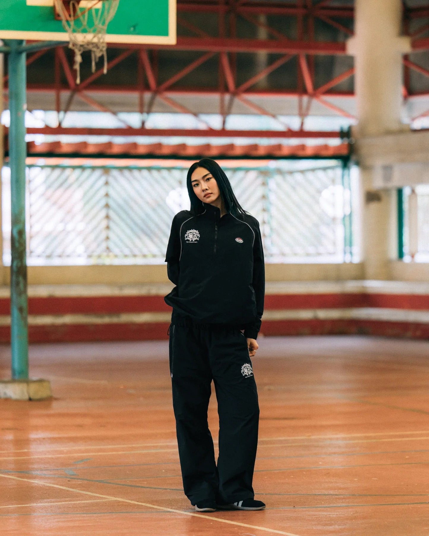 Aim Higher Club Unisex College Emblem Reflective Track Pants/ Black - GROGROCERY