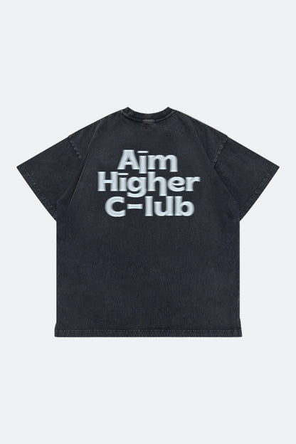 Aim Higher Club Unisex Logo Motion Tee/ Washed Charcoal - GROGROCERY