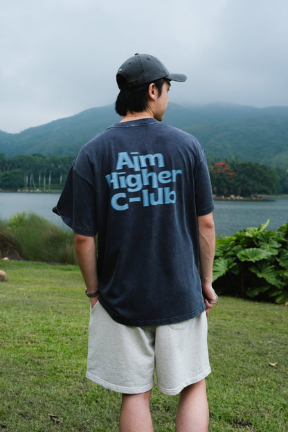 Aim Higher Club Unisex Logo Motion Tee/ Washed Charcoal - GROGROCERY