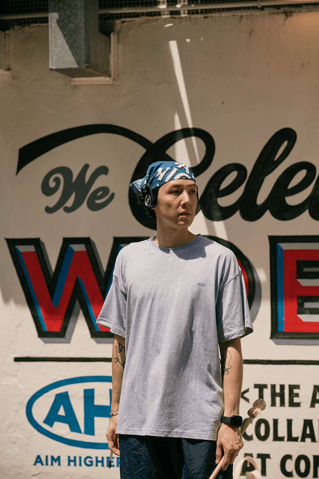 Aim Higher Club Unisex Logo Tee/ Flecking Grey - GROGROCERY