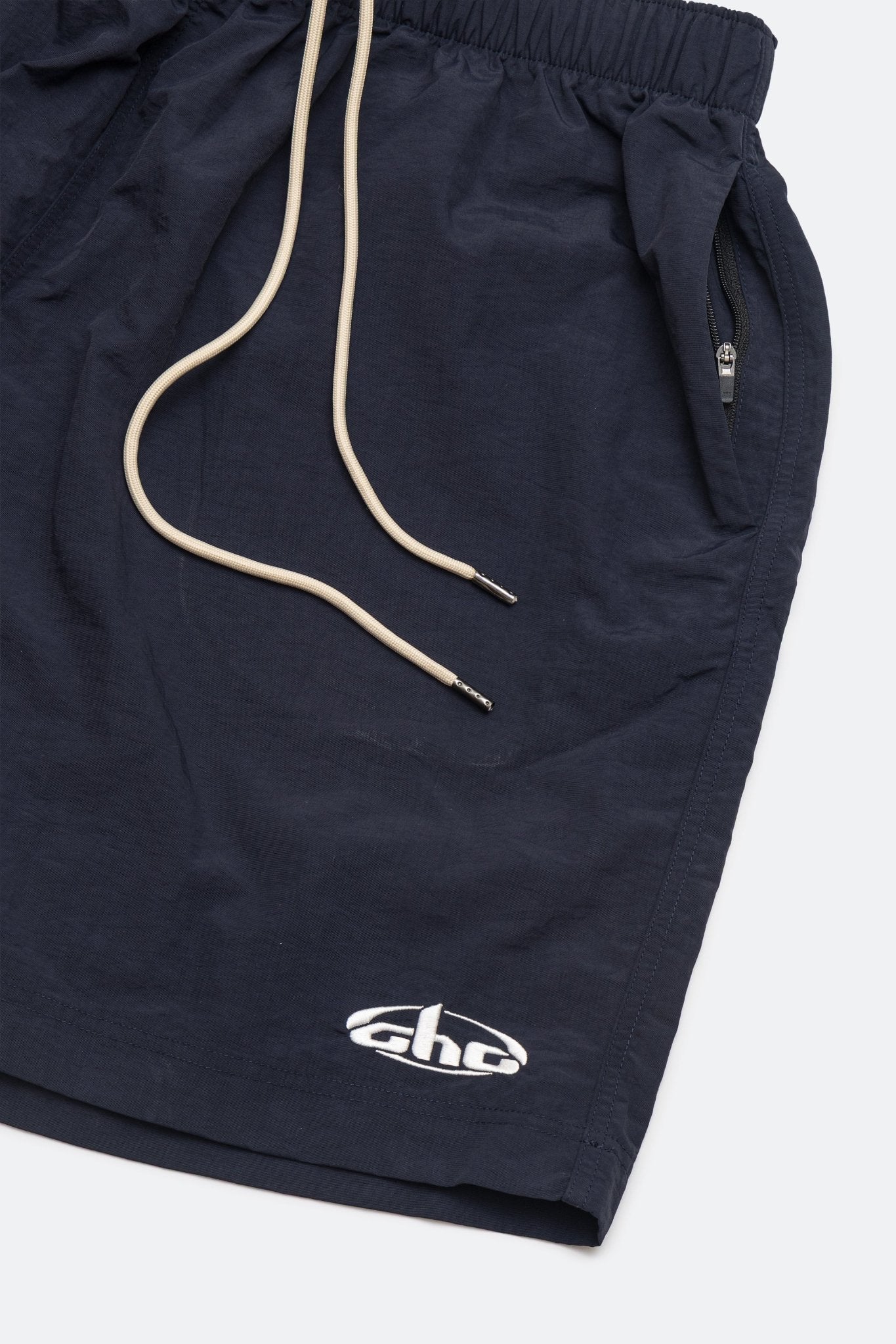 Aim Higher Club Unisex Retro Oval Logo Nylon Shorts/ Navy - GROGROCERY