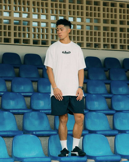 Aim Higher Club Unisex Retro Oval Logo Nylon Shorts/ Navy - GROGROCERY