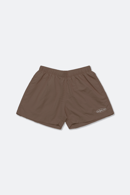Aim Higher Club Women Oval Logo Nylon Shorts/ Brown - GROGROCERY