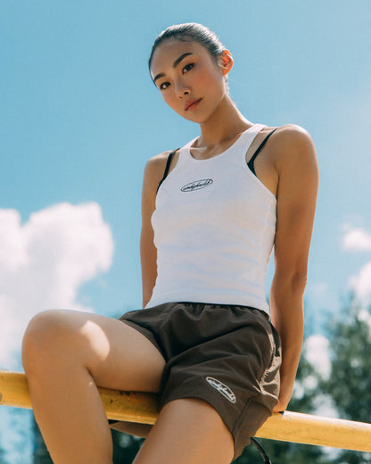 Aim Higher Club Women Oval Logo Tank Top/ White - Grey - GROGROCERY