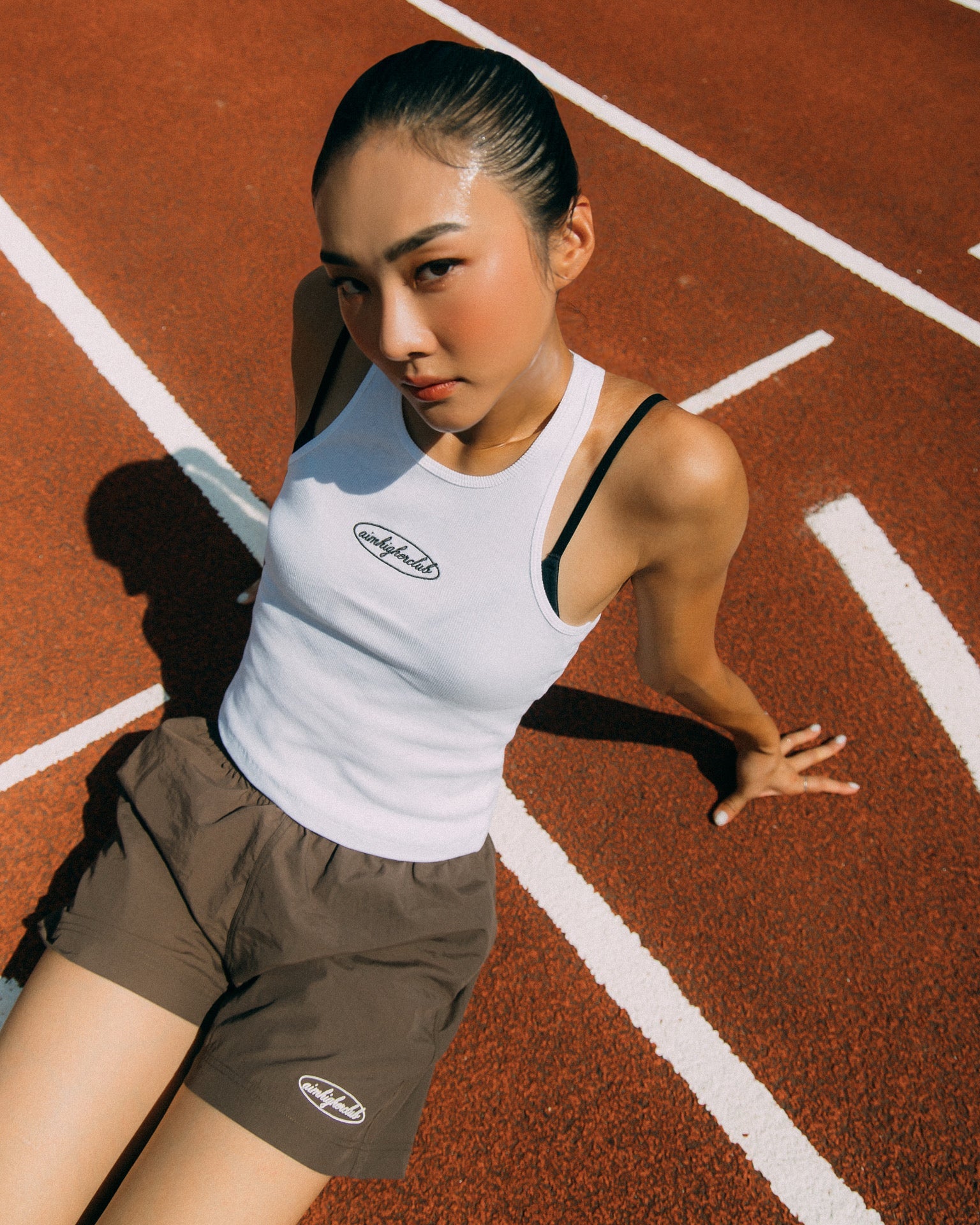 Aim Higher Club Women Oval Logo Tank Top/ White - Grey - GROGROCERY