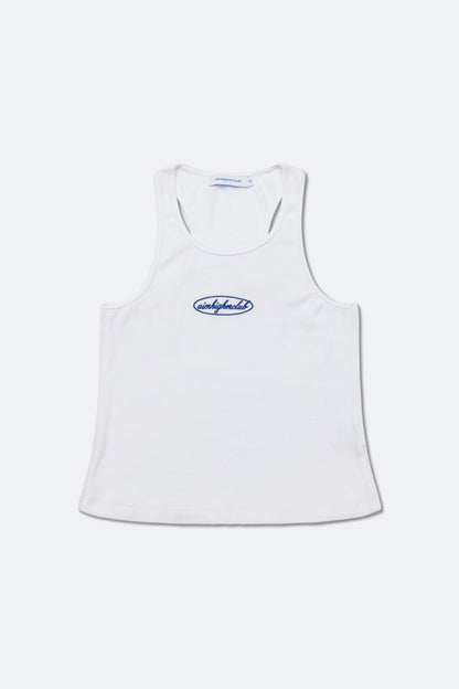 Aim Higher Club Women Oval Logo Tank Top/ White - Navy - GROGROCERY