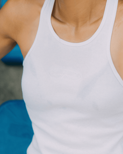 Aim Higher Club Women Oval Logo Tank Top/ White - White - GROGROCERY