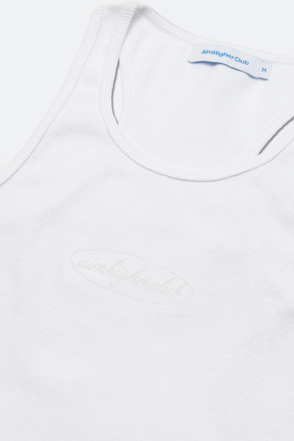 Aim Higher Club Women Oval Logo Tank Top/ White - White - GROGROCERY