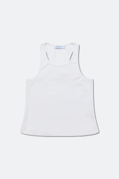 Aim Higher Club Women Oval Logo Tank Top/ White - White - GROGROCERY