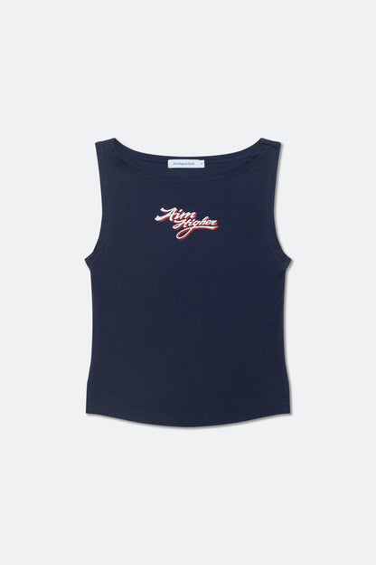 AIM HIGHER CLUB x IMAGINARY MECHANIC SUMMER CLUB SLEEVELESS WOMAN TOP/ NAVY - GROGROCERY