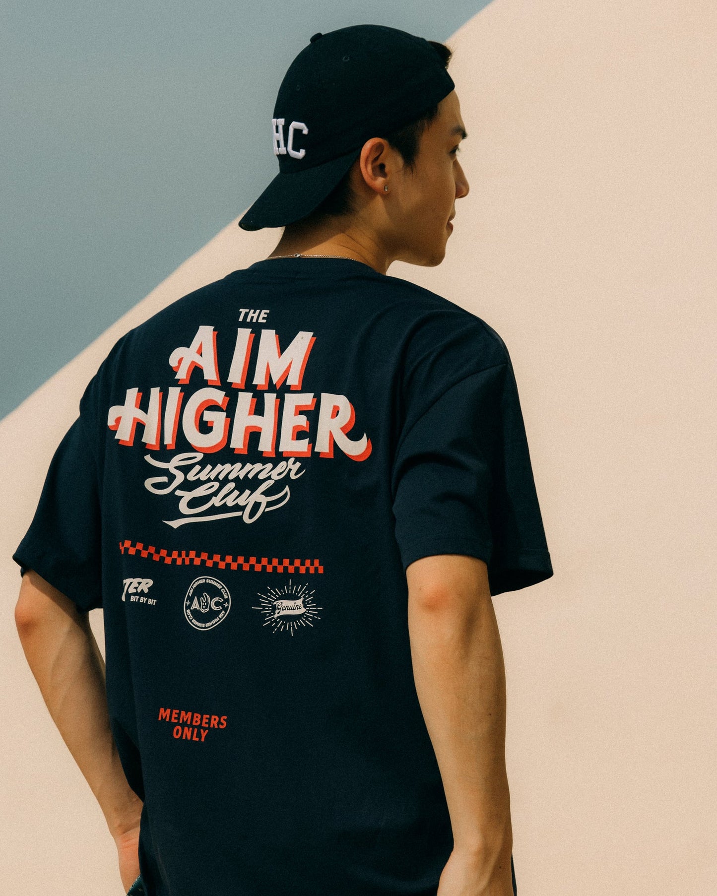 AIM HIGHER CLUB X IMAGINARY MECHANIC SUMMER CLUB UNISEX LOGO TEE/ NAVY - GROGROCERY