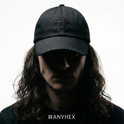 ANYHEX 000000 STITCHING CAP/ BLACK - GROGROCERY