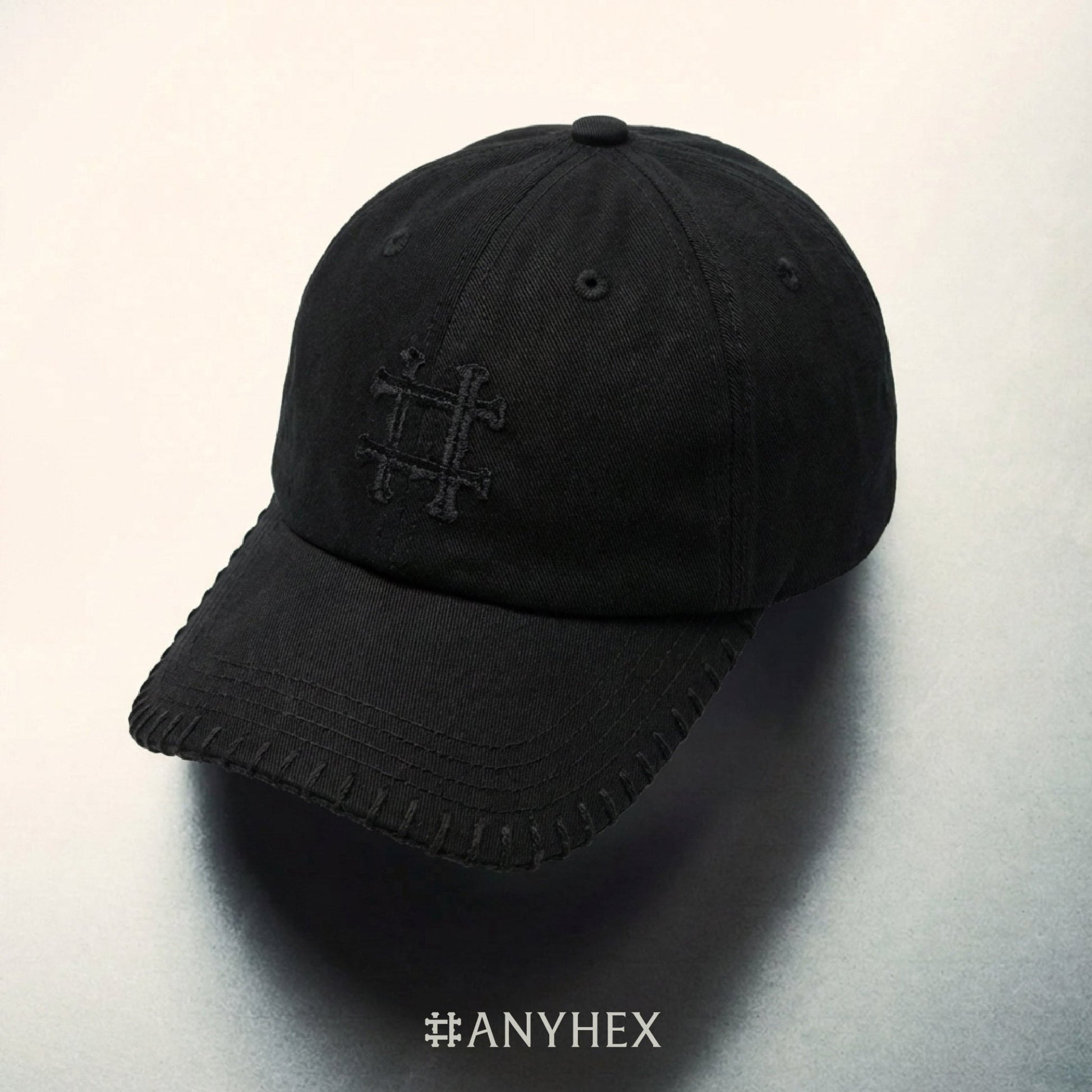 ANYHEX 000000 STITCHING CAP/ BLACK - GROGROCERY