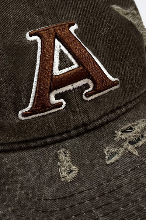 APOSTLES A006 / WASHED DISTRESSED LETTER A CAP - COFFEE - GROGROCERY